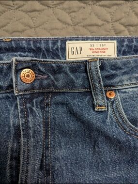 GAP '90s Straight High Rise Jeans - Blue Denim